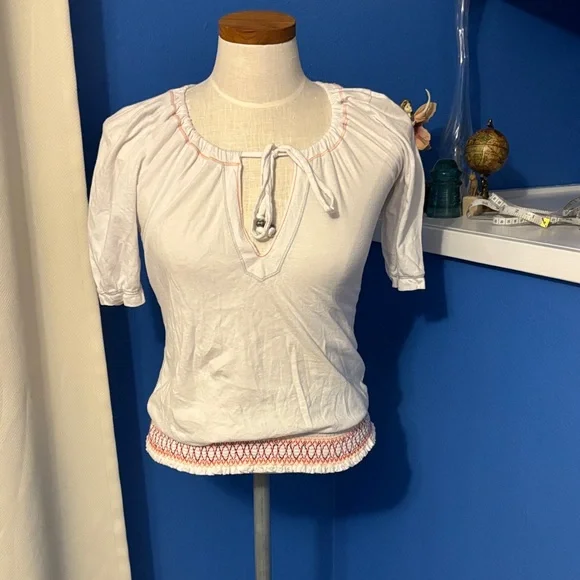 Hollister White Blouse with Pink Accents - Picture 1 of 7